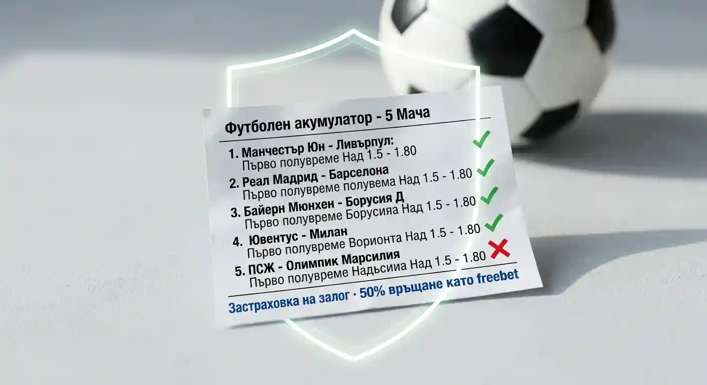 Застраховка на футболен залог — частично възстановяване при загуба на единичен или експрес